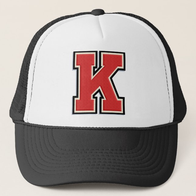 Casquette Lettre rouge "K" Initial (Devant)