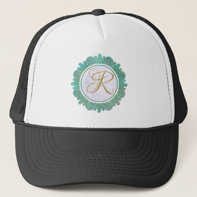 Casquette Lettres Initiales Monogramme Élégant avec Mandala (Devant)