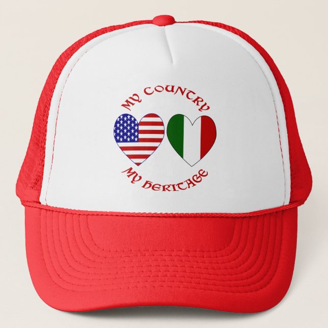 Casquette Lettres rouges Italie USA Pays Héritage (Devant)