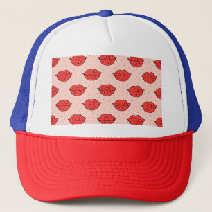 Casquette Lèvres caricaturales : motif féministe de doodle.