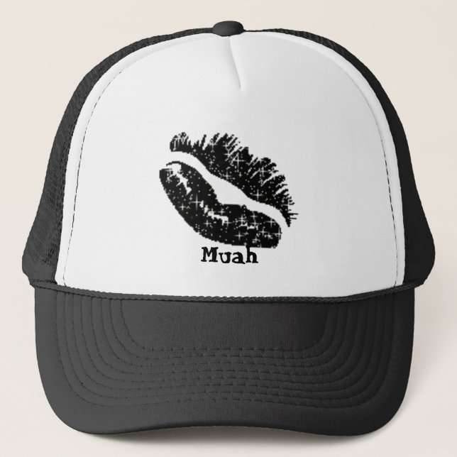 Casquette lèvres noires, Muah (Devant)
