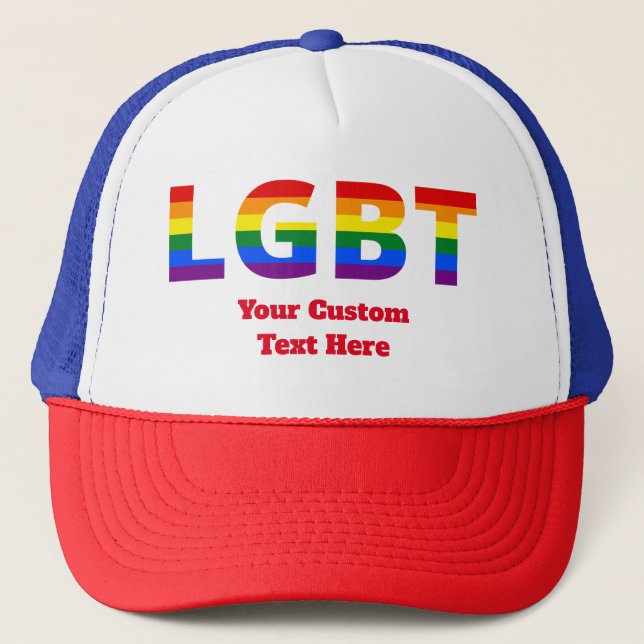 Casquette LGBT texte drapeau de la fierté arc-en-ciel (Devant)