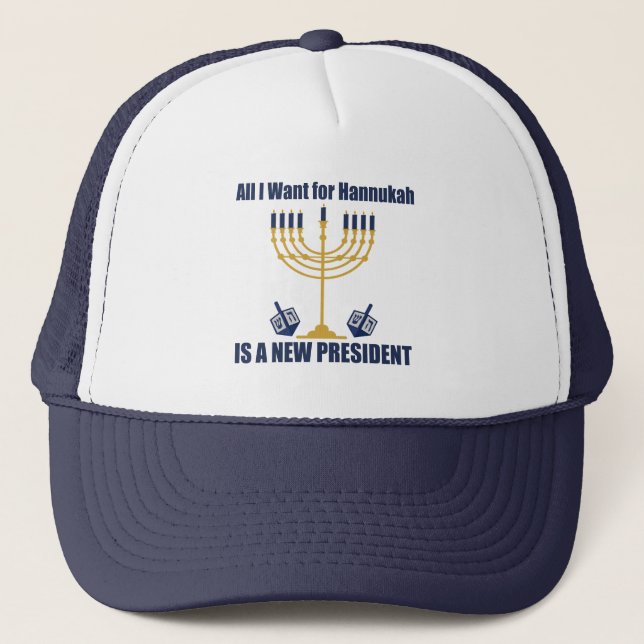 Casquette L'Hanoukka politique juive anti-Trump drôle (Devant)