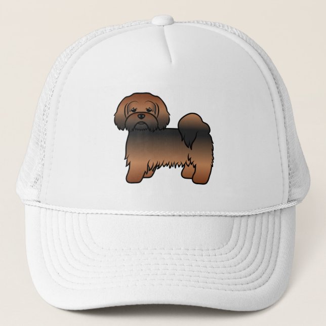 Casquette Lhasa Apso Sable Rouge Chien de Dessin Animé Migno (Devant)