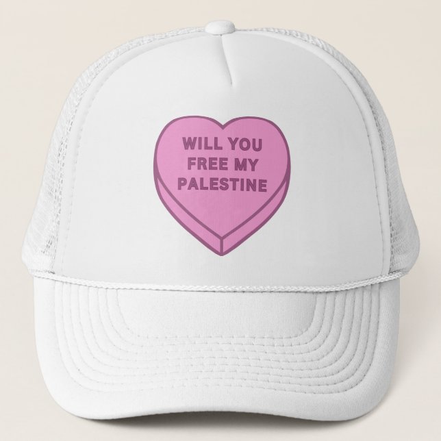 Casquette Libérez-vous ma Palestine ? Cute Candy Coeur doux (Devant)