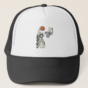 Casquette Liberté Basketball Dunk Dessin de gravure vintage_