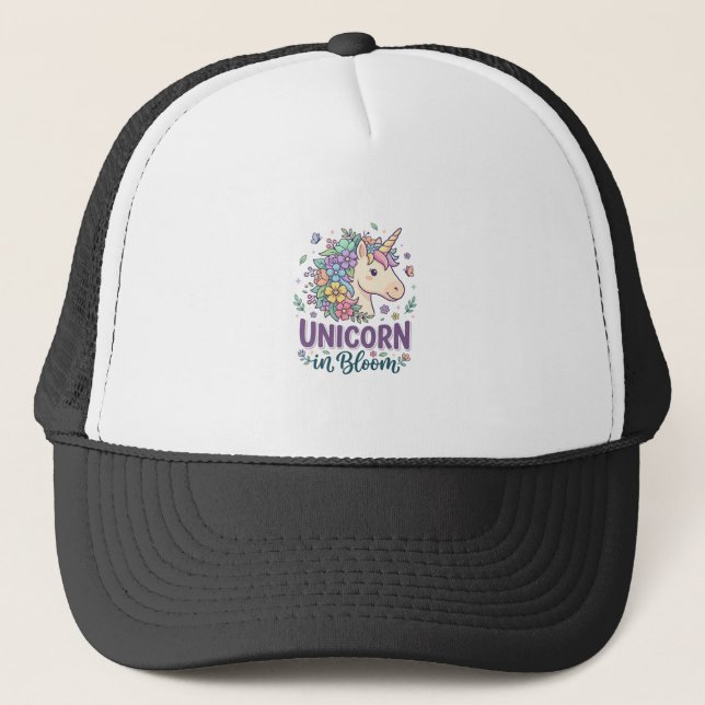 Casquette Licorne en fleurs, typographie gras, impression à  (Devant)