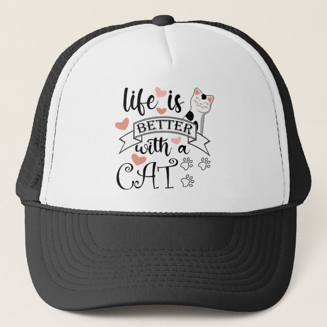 Casquette Life is Better With a Cat quote slogan (Devant)