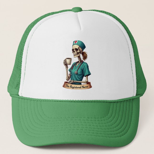 Casquette L'infirmière diplômée squelette – Café & Soins (Devant)