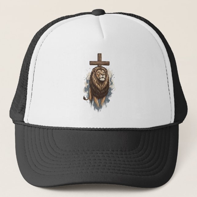 Casquette Lion chrétien et croix vintage (Devant)