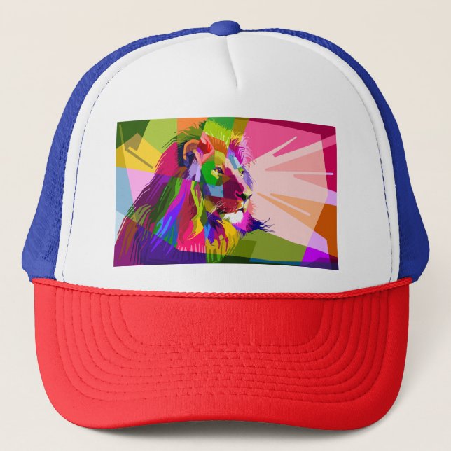 Casquette Lion Colorful Prismatic Pop Art Design-62501 (Devant)