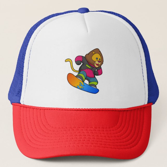 Casquette Lion en Snowboard avec Snowboard (Devant)