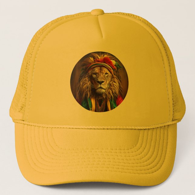Casquette Lion Homme Habillé En Tenue Rastafarienne (Devant)