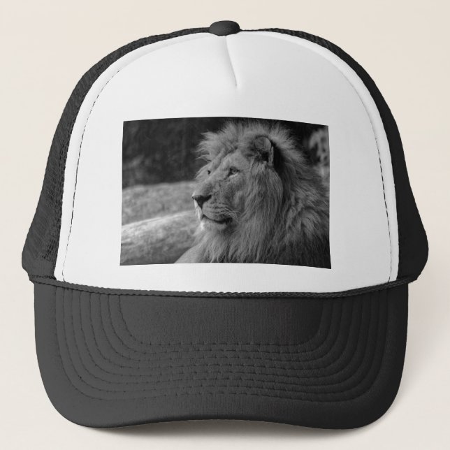 Casquette Lion noir et blanc - Animal sauvage (Devant)