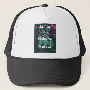Casquette Lion vert avec lunettes roses "Hakuna Matata" Art