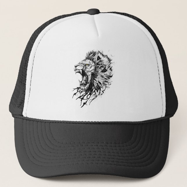 Casquette Lion Wild Animal Nature Illustration Art tatouage (Devant)