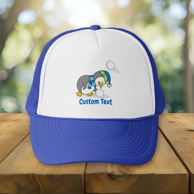 Casquette Little penguin getting a snow ball trucker hat (Créateur téléchargé)