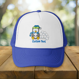 Casquette Little penguin sitting with snowballs trucker hat