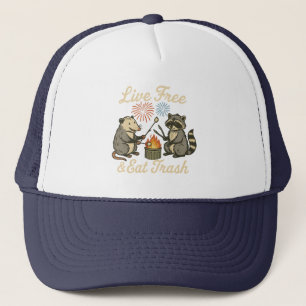 Casquette Live Free & Eat Trash Funny Patriotic Possum & R