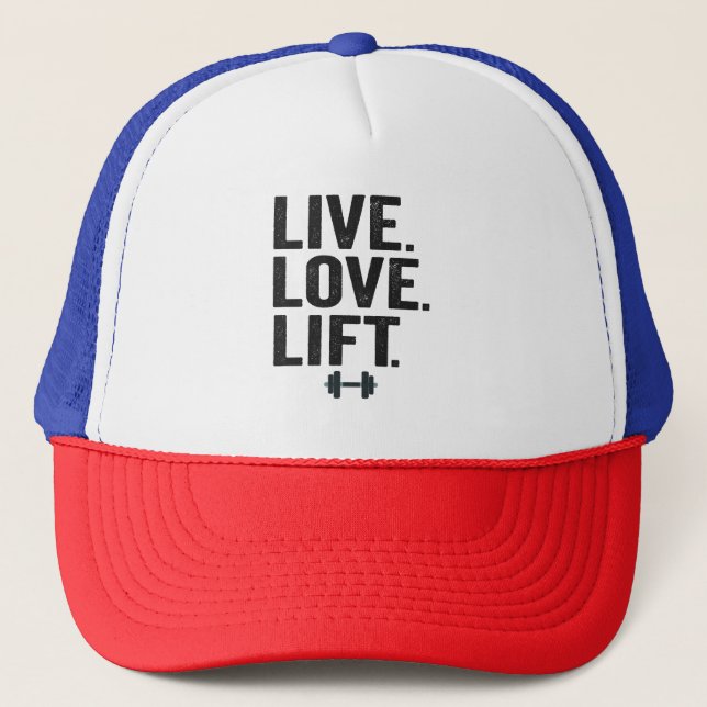 Casquette Live Love Lift Funny Fitness Poids Lifting Gymnase (Devant)