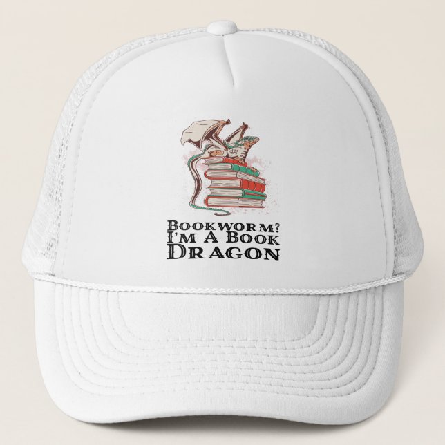 Casquette Livres - Bookworm ? Je suis un dragon de livres (Devant)