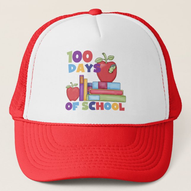 Casquette Livres et pommes 100 jours de T-shirts d'école (Devant)