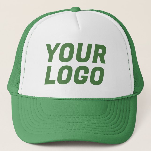 Casquette Logo de société d'affaires SUR MESURE Vert & Blanc (Devant)