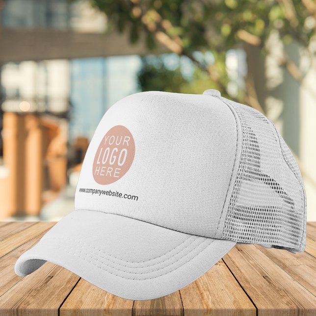 Casquette Logo d'entreprise et employés de site Web personna (Business Logo Circle Beige White Trucker Hat)