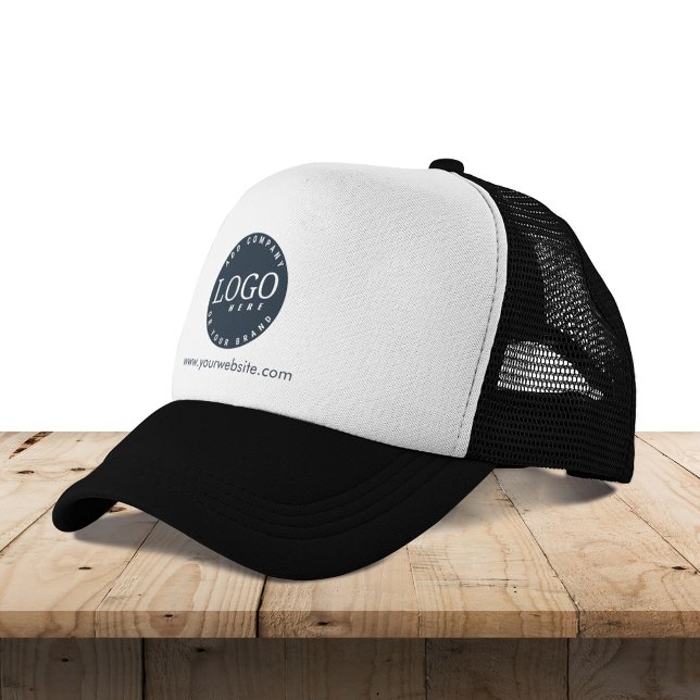 Casquette Logo d'entreprise moderne et employés du site Web  (Business Logo Company Website Custom Black Trucker Hat)