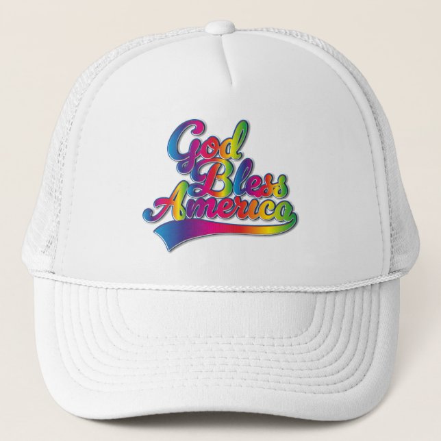 Casquette logo God Bless America arc-en-ciel (Devant)