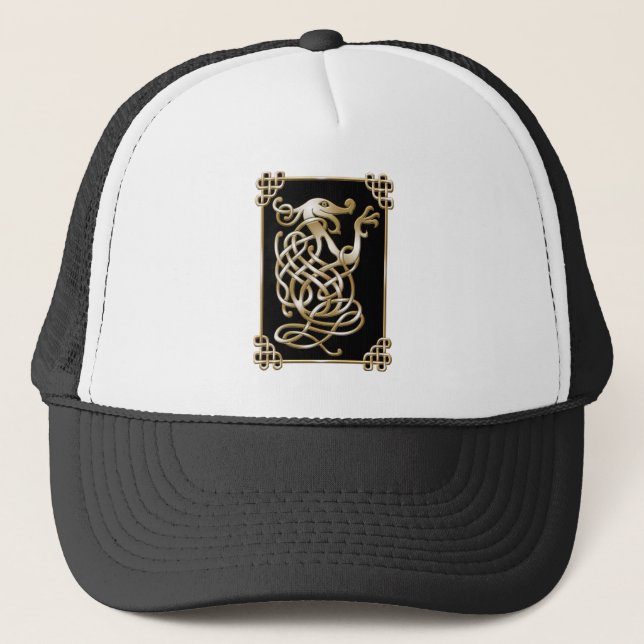 Casquette Loup celtique - Arrière - plan noir (Devant)