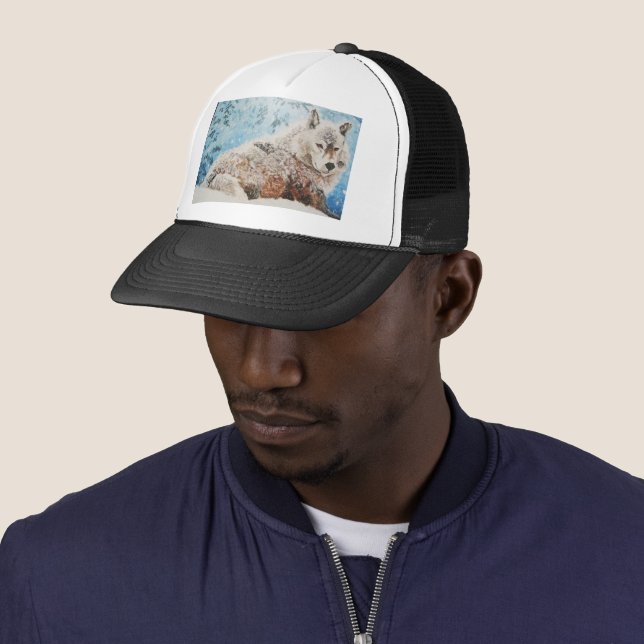 Casquette Loup en neige (En situation)