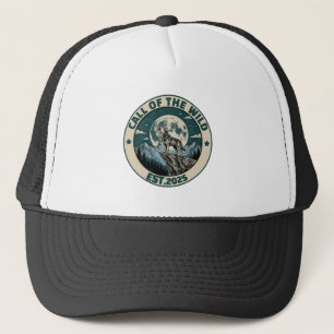 Casquette Loup hurlant vintage sous la pleine lune sauvage