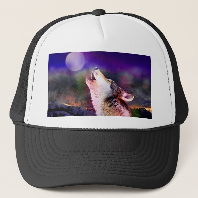 Casquette Loup la nuit (Devant)