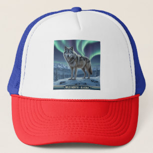 Casquette Loup majestueux 🌌 ❄️   Northern Lights Wildlife A