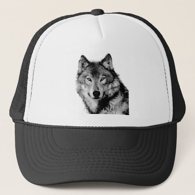 Casquette Loup noir et blanc (Devant)