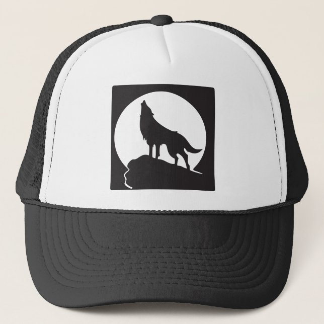 Casquette Loup silhouette hurlant à la lune - tete therienne (Devant)