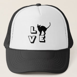 Casquette LOVE & Black Cat - grand ventilateur /Animaux casq