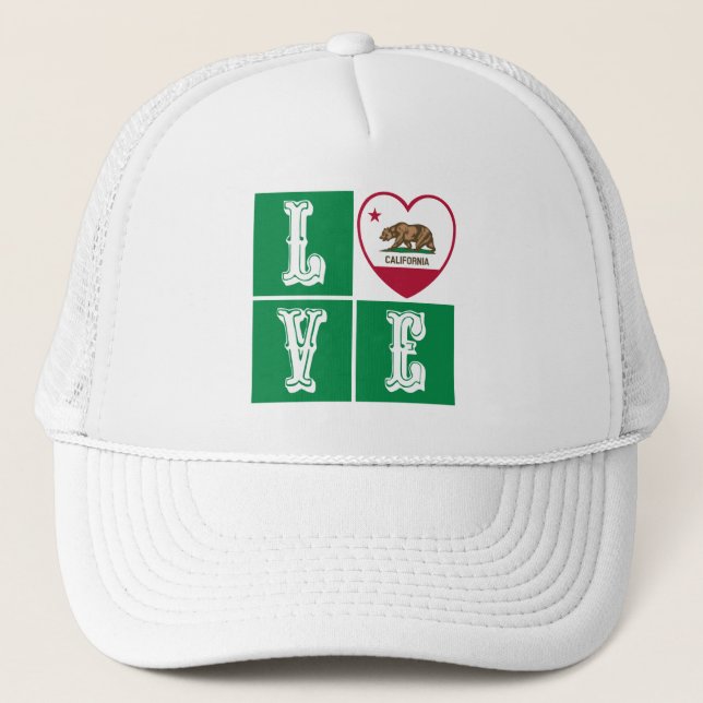 Casquette Love California Republic State Drapeau Heart Pride (Devant)