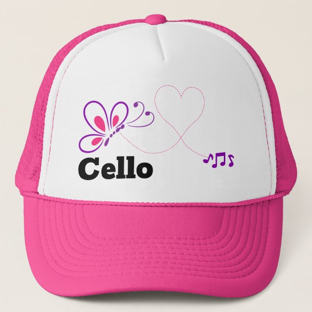 Casquette Love Cello rose pourpre Papillon Coeur (Devant)