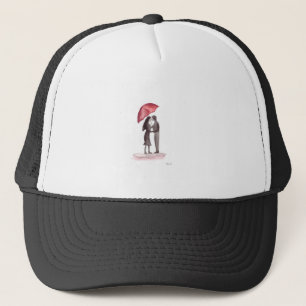 Casquette Love couple rouge parapluie peinture