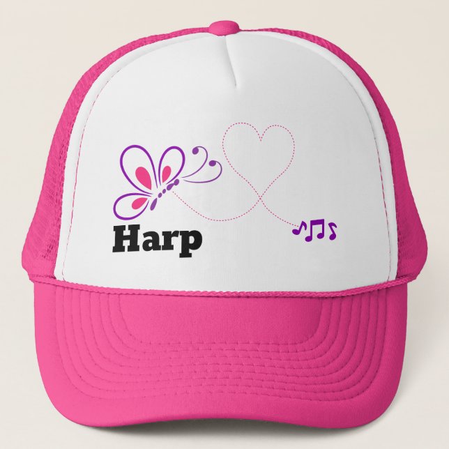 Casquette Love Harp rose papillon pourpre Coeur (Devant)