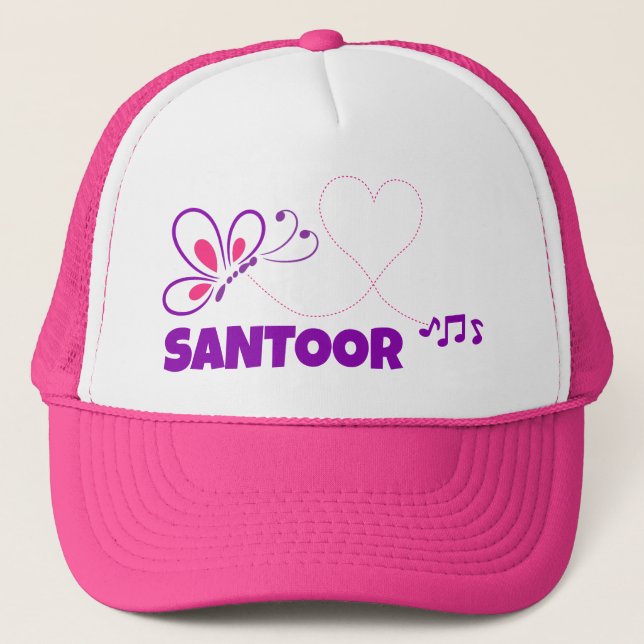 Casquette Love Santoor Pink Purple Butterfly Heart (Devant)