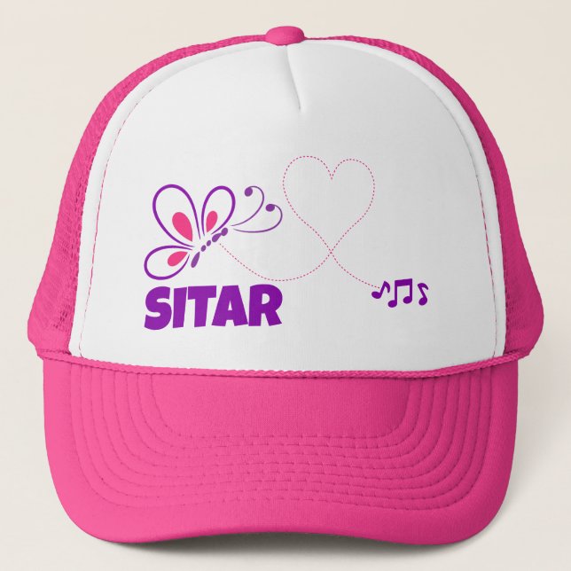 Casquette Love Sitar Pink Purple Butterfly Heart (Devant)