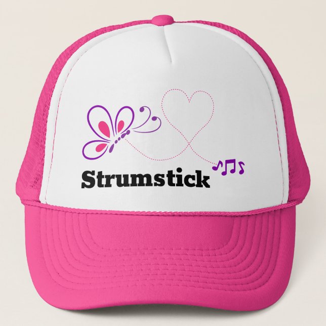 Casquette Love Strumstick rose pourpre Papillon Coeur (Devant)