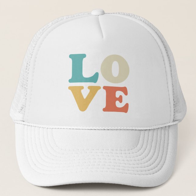 Casquette Love Typographie Carré de couleur rétro (Devant)