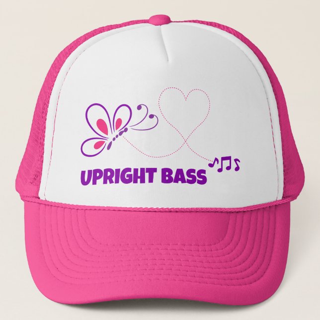 Casquette Love Upright Bass Pink Purple Butterfly Heart (Devant)
