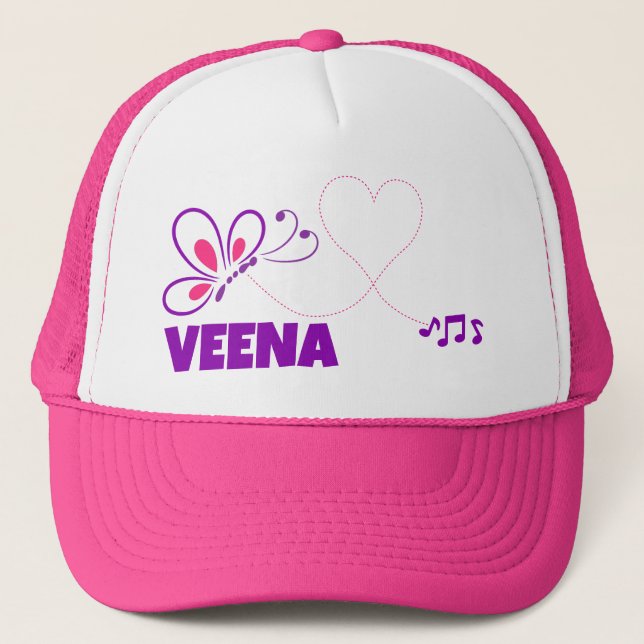 Casquette Love Veena Pink Purple Butterfly Heart (Devant)