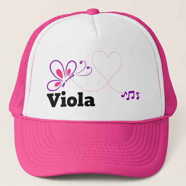 Casquette Love Viola rose papillon coeur (Devant)