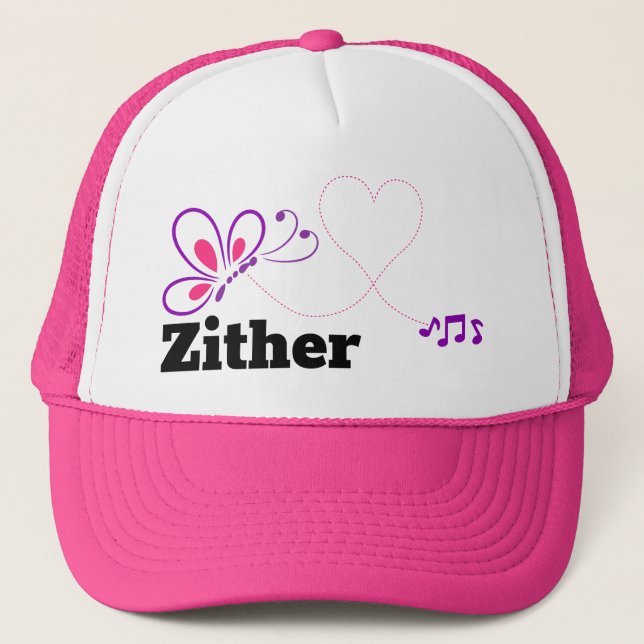 Casquette Love Zther rose pourpre Papillon coeur (Devant)